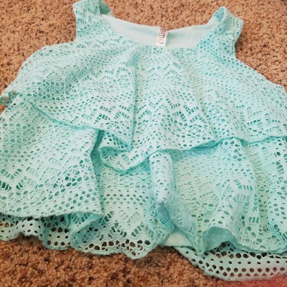 Teal layered crop top